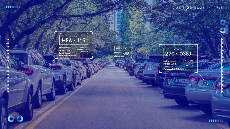 Vehicle Recognition overlay identifying cars on a campus road in real time